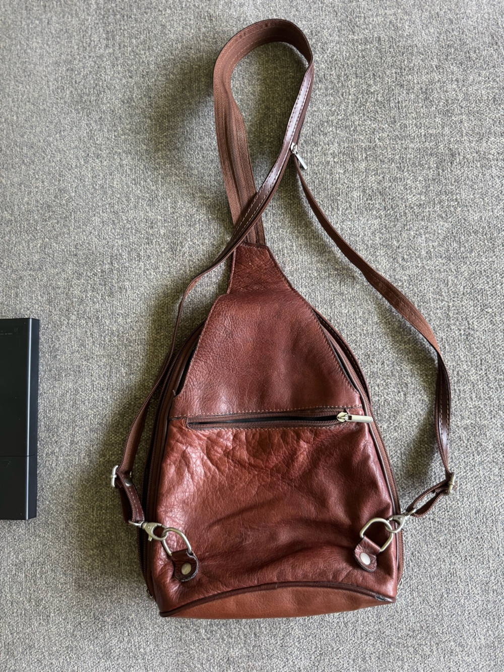 Brown Leather Backpack/Sling/ Crossbody Bag - Picture 4 of 5